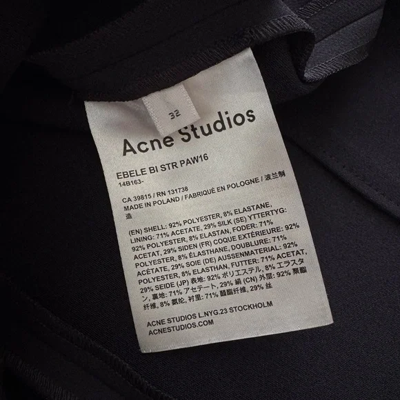 ACNE STUDIOS Ebele Long Sleeve Dress Size 32 XXS 0 Navy Blue NWOT Designer